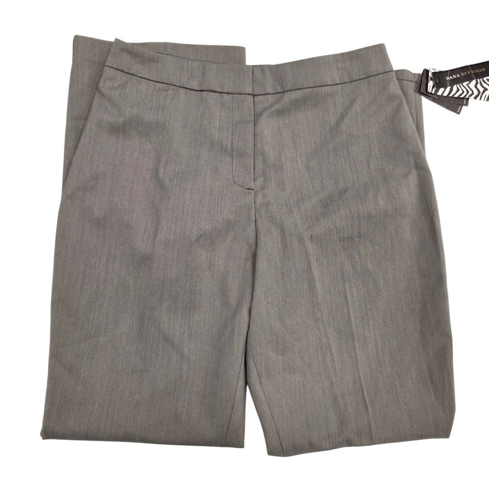 Dana Buchman Women 6 Short Bootcut Mid Rise Trousers Taupe Herringbone